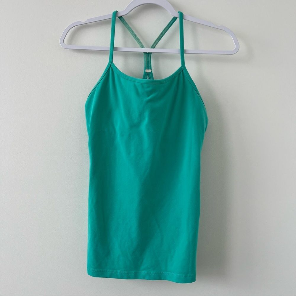 Lululemon Power Y Tank size 8 blue green racerback yoga Pilates gym workout